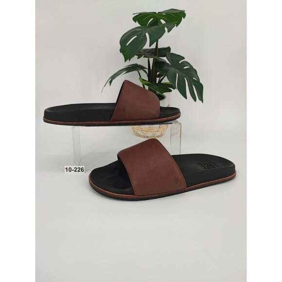 FRYE Men's Brown Leather Slip-On Sandals Size 10 US - Picture 1 of 8